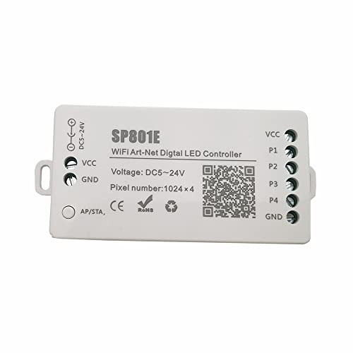 Vrabocry SP801E WiFi AP+STA Dual Mode LED Controller per WS2812B SK6812 WS2811 APA102C IC Striscia LED Matrix Panel Modulo Luce BluFi Bluetooth Distribuzione Supportata Art-Net IOS/Andriod APP Control
