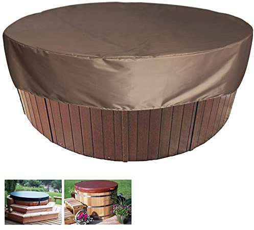 XVBVS Runde SPA-Abdeckungen für Whirlpool-Abdeckung, wasserdichte Anti-UV-Whirlpool-Schutzabdeckungen mit Kordelzug, Tragbare Staubdichte Pool-Abdeckung (Color : Braun, Size : 200 * 30cm)