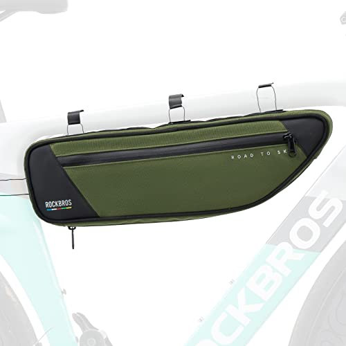 ROCKBROS Road-to-Sky Fahrrad Rahmentasche Reflektierende Wasserabweisende Fahrradtasche für Rahmen 2L Dreieckstasche für MTB/Rennrad/Gravelbike Grün