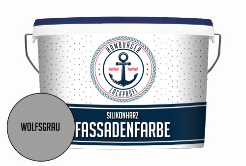 Hamburger Lack-Profi Fassadenfarbe MATT Wolfsgrau Silikonharz Fassadenfarbe Grau wetterbeständige Außenfarbe - Silikonharzfarbe Sockelfarbe - geruchsarme Farbe mit hoher Deckkraft (10 L)