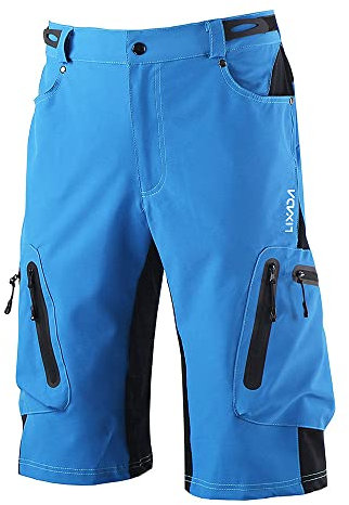 Lixada MTB Hose, Mountainbike Radhose Herren Kurz mit Reißverschluss Tasche, Verstellbarer Taillengürtel, Schnelltrocknende und Atmungsaktiv Freizeit Fahrradhose für Radfahren, Wandern, mehr
