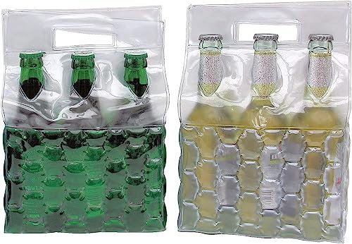 2 Flaschenkühler Sixpack m Eisgel grün und weiß Weinkühler zum einfrieren 14329