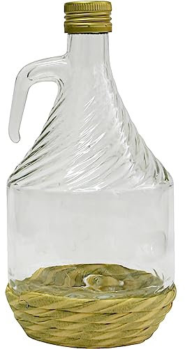 lilawelt24 1L Glasballon mit ECO Korb/Weinballon Glas Flasche Wasserflasche GÄRBALLON GLASFLASCHE (1x 1L Glasflasche)