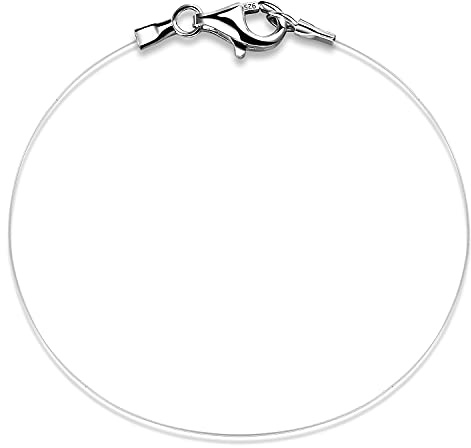 Bo&Pao Collana in nylon trasparente per Ciondolo, Catena per collana, in Argento Sterling 925, 60 cm