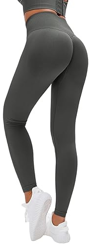 Lishang Sport Leggings Damen High Waist Blickdicht Scrunch Butt Leggings Push Up Booty Sporthose Seamless für Gym Yoga Fitness Sportleggings