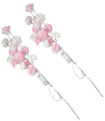 Warmhm Wohnkultur 2 Stück Dekorative Vasen Rosa Blumenvase Rosa Vasen Für Blumen Led-Rosenbaumlampe Verstellbare Rose Schreibtischlampe Led-Baumlicht Kronleuchter Perücke Baumlichter