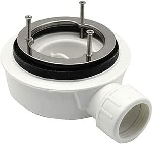 SolidStone Piletta Ultraribassata Ispezionabile per Piatto Doccia Basso con Foro Diametro da 90 mm in PVC (Con tappo tondo Bianco)
