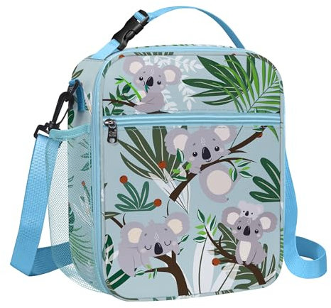 Clastyle Bolsa Termica Porta Alimentos Bebe Azul Koala, Bolsa Almuerzo Infantil Reutilizables con Correa, Bolsa Comida Niño Niña para Viaje Picnic Guarderia
