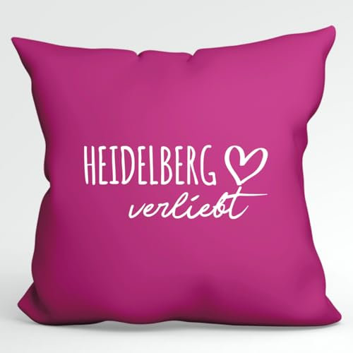 Huuraa Sofakissenbezug Heidelberg verliebt Geschenk 40x40cm Fuchsia Baumwolle Heidelberg Geschenkidee