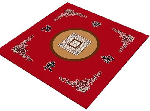 BEAHING Mahjong Matte, Anti-Slip-Rausch-Reduktionstischabdeckung für Mahjong Wear-Resistant Brettspiel Mat Mahjong Tischmatte für Poker, Kartenspiele, Brettspiele 31,5 x 31,5 in Rot