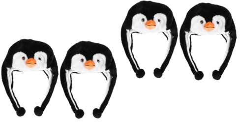 BESTonZON 4 Stück Pinguin-hut -outfit Kreativer Hut Zebra-kostüm Festliche Kopfbedeckung Lustiger Hut Soda-hut Verrückte Hüte Pinguin-mütze Kawaii Hut Pp Baumwolle Schal Mit Ohren Kind