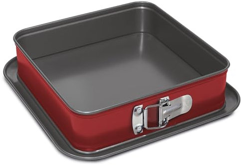 Guardini, Springform, quadratisch, 24 x 24 cm, Tropfschutz, Stahl mit Antihaftbeschichtung, Rot und Grau, hergestellt in Italien, Linie Rossana