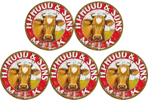 LYEAA Stier-Thema, Vintage-Wandtafel-Gemälde aus Metall – 30 x 30 cm große Eisenkunst for Zuhause, Bar, Café, Dekorfarben