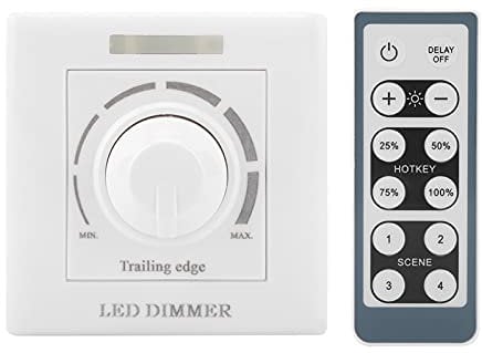 Dimmer per Luce LED con Telecomando IR, Controllo della luminosità Regolabile per Illuminazione Domestica, Commerciale o di intrattenimento. Materiale PC Bianco (220V)