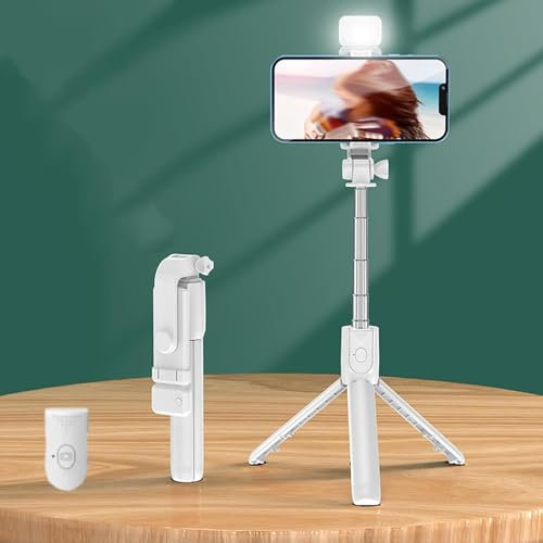 JHDZ Perche à Selfie Bluetooth sans Fil 6 en 1, trépied de téléphone Tout-en-1 et trépied de Voyage, Perche à Selfie Bluetooth sans Fil, Support de trépied pour télécommande/téléphone Amovible,