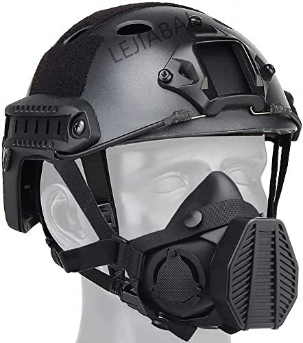 ANSNOW Pj Type Fast Air Gun Helm Dual-Mode Spezialtaktische Atemschutzmaske, Atemschutz Mit Austauschbarer Filterpatronee/Schwarz/R Typ