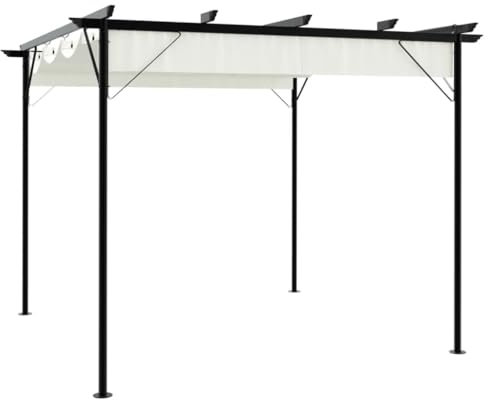 Home & Garden Artikelpergola mit einziehbarem Dach cremeweiß 3x3 m Stahl