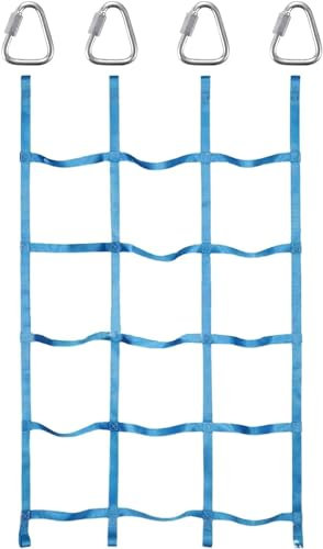 KjoiDWz Playground Rope Net Climbing Net For Kids Physical Training Climbing Net Outdoor Playground Tree House Rope Ladder Webbing Net Net Yard Frame Climbing Net, Treehouse Rope Ladder(Light Blue)