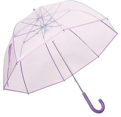 AC - Paraguas de campana largo transparente - PVC - Automático y antiviento - 8 varillas de fibra - Ligero y resistente - Ø 76 x 85 cm - Color surtido