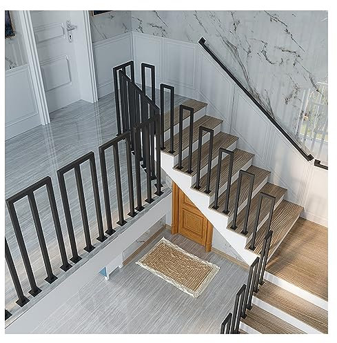 Treppengeländer Schmiedeeiserner Handlauf Geländer Baluster, Treppenhandlauf, Stufengeländer, Dekoratives Geländer Für Den Innen- Und Außenbereich Mit Installation,Schwarz-H 95cm/1St