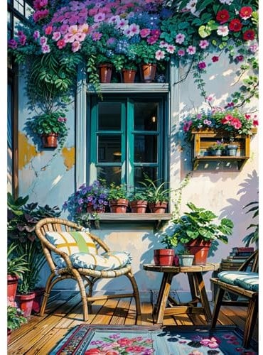 Bowetile 5D Diamond Painting Bilder, Diamant Painting Haus und Blume, Diamond Painting Set für Erwachsene Kinder, Komplettes DIY Diamond Art Malen Stickset, Kreuzstichbilder für Wohnkultur 30x40 cm