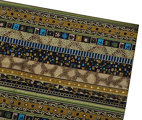 Anevous 2m x 150cm Baumwollstoff Muster Stoff, Ethnisch Muster Stoffe, Bronzing Patchwork Dekostoff, Bedruckte Mustern Stoffe zum Nähen für DIY Basteln Handwerken, Patchwork, Tischdekoration,Grün