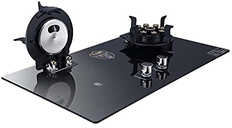 Piano cottura in vetro temperato con 2 bruciatori per uso domestico