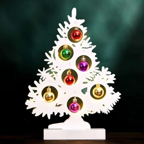 Marco Paul Vorbeleuchteter Weihnachtsbaumschmuck aus Holz – Weihnachtsschmuck mit warmweißen LEDs – batteriebetriebener Weihnachtsbaumschmuck aus Holz für Kaminsims, Tisch, Fensterbank, festliche