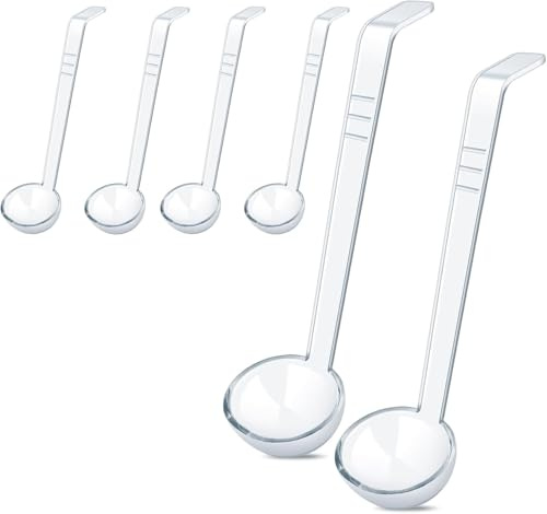 6 Pcs 1 Oz Small Ladle 7.87 Inches Mini Ladles for Serving Sauce, Soup, Dressing, Punch Bowl, Gravy, Cocktail, Fruit Juices – Clear Plastic Long Handle Ladles for Parties