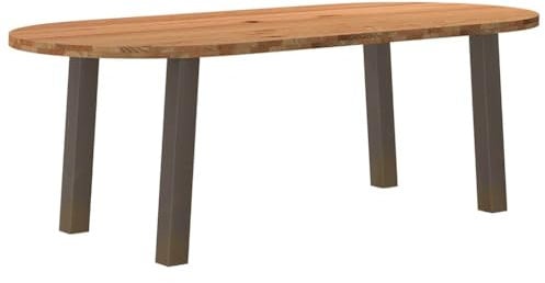 vidaXL Esstisch Hellbraun 220x100x74 cm Massivholz Eiche Oval, Küchentisch, Restauranttisch, Tisch Restaurant, Esszimmertisch, Bistrotisch