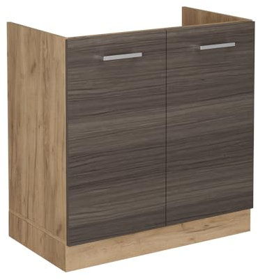 Vicco Spülenunterschrank R-Line, Küchenunterschrank für die Spüle, Edelgrau, 80 cm ohne Arbeitsplatte