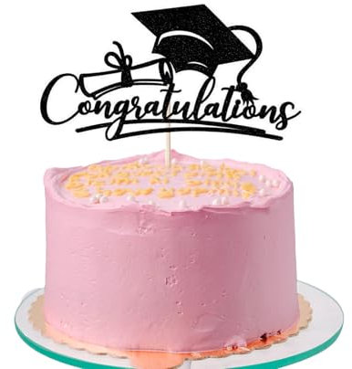 BHSTTNIXP Congratulations Cake Topper,Graduation Cake Topper,2025 Graduation Decorations,Personalized Cake Insert for Prom Decorations 2025,Black