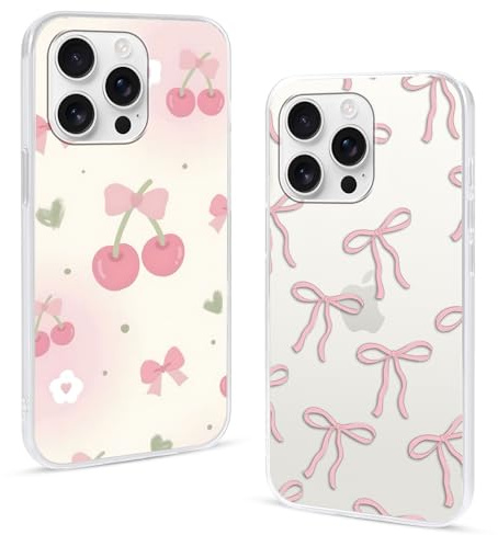 2 Stück Transparent Handyhülle für Xiaomi Redmi Note 14 5G Hülle 6,67,Cartoon Süß Bogen Schleife Muster Aesthetic Mädchen Handyhülle Stoßfest Schutzhülle für Xiaomi Redmi Note 14 5G,Cherry