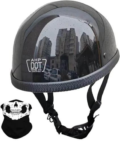 STTTBD Halbschalenhelm mit DOT/ECE Jethelm Retro Schnellverschlussschnalle Motorrad Halbhelm Brain-Cap Halbschalen Chopperhelm Vintage Rollerhelm C,M=57-58cm