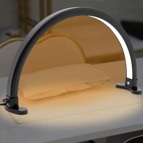 DHQCQL Halbmondlampe, 45W LED Halbmond Licht, 2700-5600K Mondlampe mit 3 Helligkeitsmodi, 180° Einstellbares Licht Nageltisch Lampe für Wimpern-Wimpernverlängerung, Tätowierung, Augenbrauen (Schwarz)