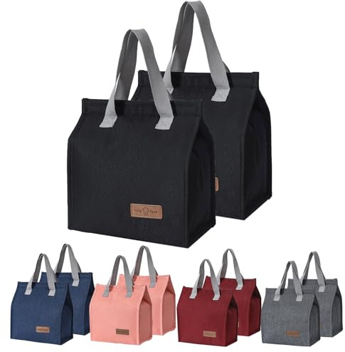 2 Stücke Lunchtasche,Kühltasche,Mittagessen Tasche,Isoliertasche | Tragbare Lunch-Taschen,Isolierte Thermotasche Tragetasche mit Folienfutter Wasserdichte fürHerren Damen ArbeitSchule Picknick