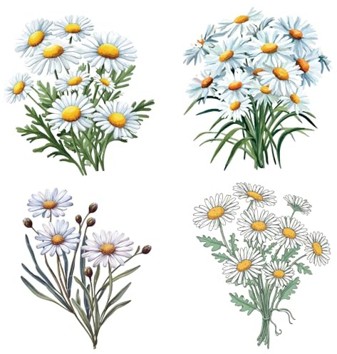 GORGECRAFT 4pz 16cm Margherita Finestra Adesivi Primavera Estate Fiore Vetro Decalcomanie Rotondo Rimovibile PVC Non Adesivo Anticollisione Statico Finestra Adesivo per Casa Negozio Scuola Aula Festa