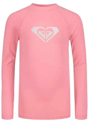 Roxy Girls' Long Sleeve Whole Hearted Rashguard Shirt, UPF 50+ Sun Protection, Quick Dry, Plumeria, L12/14