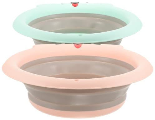 DECHOUS Faltbares Babywaschbecken 2 Stück Kinderbecken mit Großem Fassungsvermögen Reißfestes Tragbares Waschbecken aus Robustem Material für Babybad Camping und Reisen
