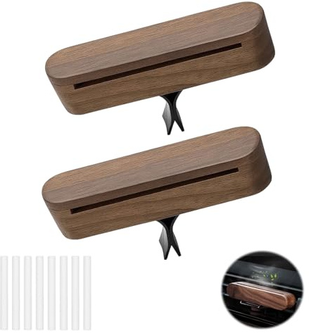 Auto Duft Diffuser 2er Set - Duftstecker für Lüftungsschlitz mit Magnet, Holz Design für ätherische Öle, inklusive 8 Ersatzpads