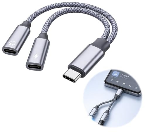 Funver USB C Splitter 2 in 1 Type C Male to Dual USB C Female Adapter, 15W Charging and Audio Extension Cable for Data Sync and Power Supply, Compatible with Laptop Tablet Smartphone Type C Devices