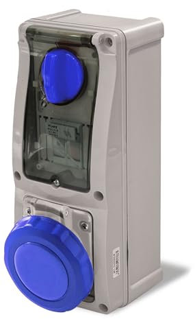 Presa interbloccata verticale con portafusibili 16A 2P+T - BLU