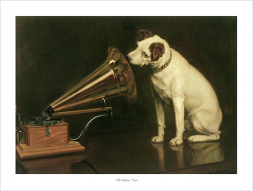 empireposter Barraud, Francis - His Master's Voice - Kunstdruck Artprint Foto Gramophon mit Hund Grösse 80x60 cm + 1 Packung tesa Powerstrips® - Inhalt 20 Stück