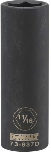 DEWALT DWMT73937OSP 6 Point 1/2'' Drive Deep Impact Socket 11/16'' SAE
