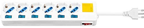 Goobay Presa Multipla 6 Posti con Interruttori Illuminati per Ogni Presa 10254