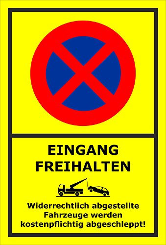 Melis-Folienwerkstatt Parken verboten Schild – Abschleppschild - Eingang freihalten - Gebäude Geschäft – 30x20 cm – 3mm Aluverbund – Verschiedene Größen und Materialien – Mit Bohrlöchern
