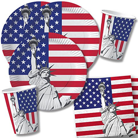 40-teiliges Party-Set USA - Teller Becher Servietten für 10 Personen