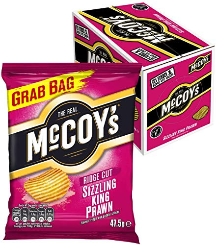 McCoy's Sizzling King Prawn Crisps 47.5g Grab Bag, Case of 36