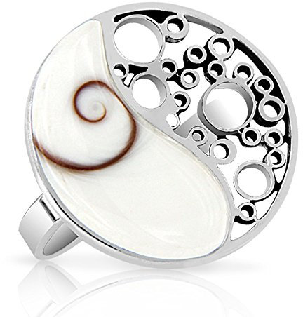 PLANETYS - 9925 Sterling Silber Yin Yang Ring Auge des Heilige Lucie - Santa Lucia - Oeil de Sainte Lucie - Shiva Eye - Größe verstellbar