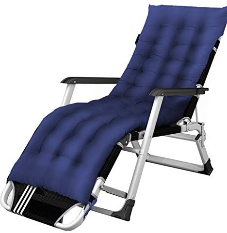 Blau Relaxsessel Liegender Metall Gestell Relaxliegen Verstellbar für Wohnzimmer Balkon | Liegestühle Liegestuhl Klappbar Garten Deko Design | Recliner Armchair Comfort Gartenmöbel